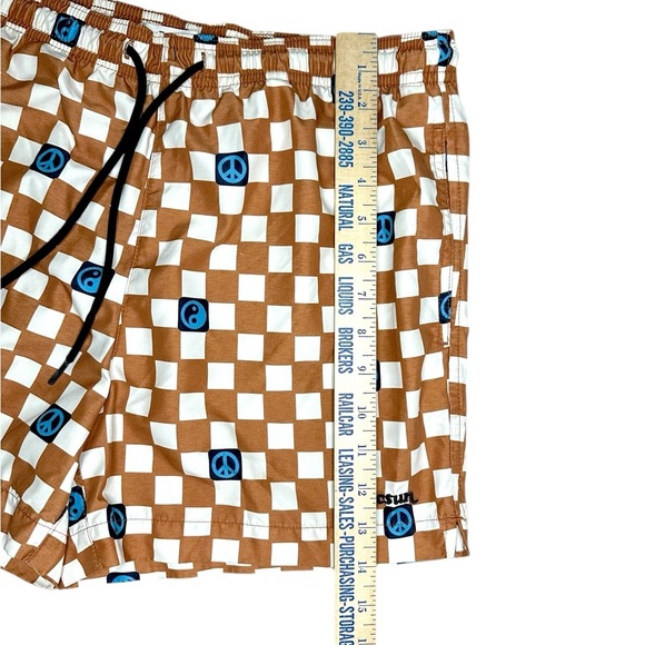 PacSun Blue and Brown Retro Swim Trunks Size Small - Picture 10 of 10